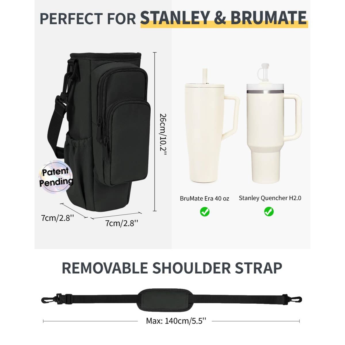 Water Bottle Sling Bag with Phone Pocket