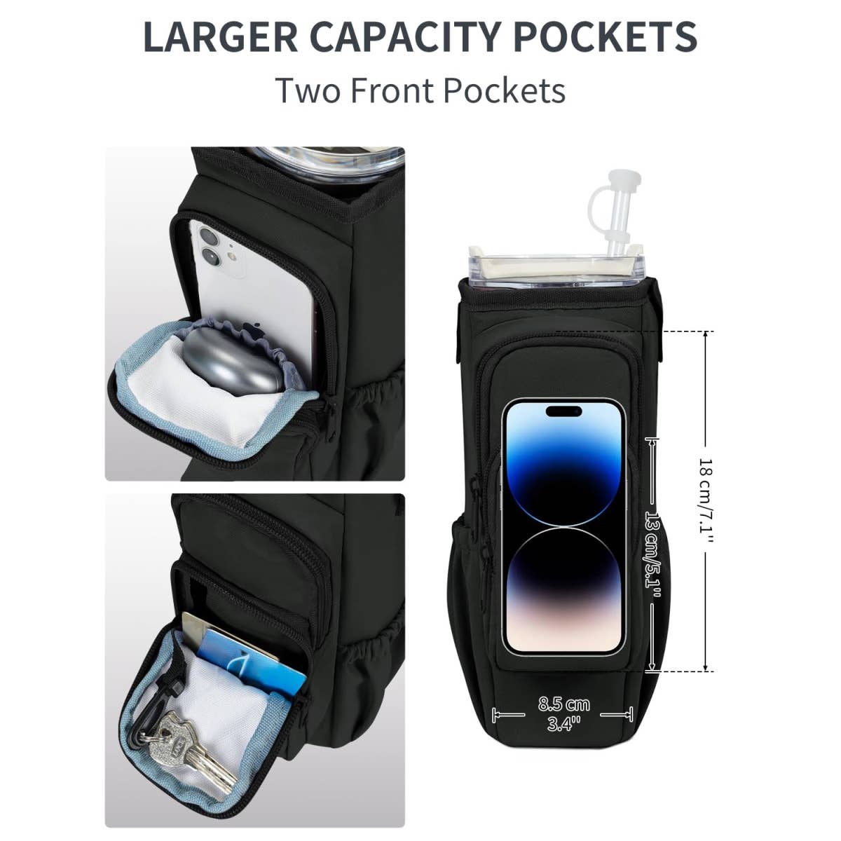 Water Bottle Sling Bag with Phone Pocket