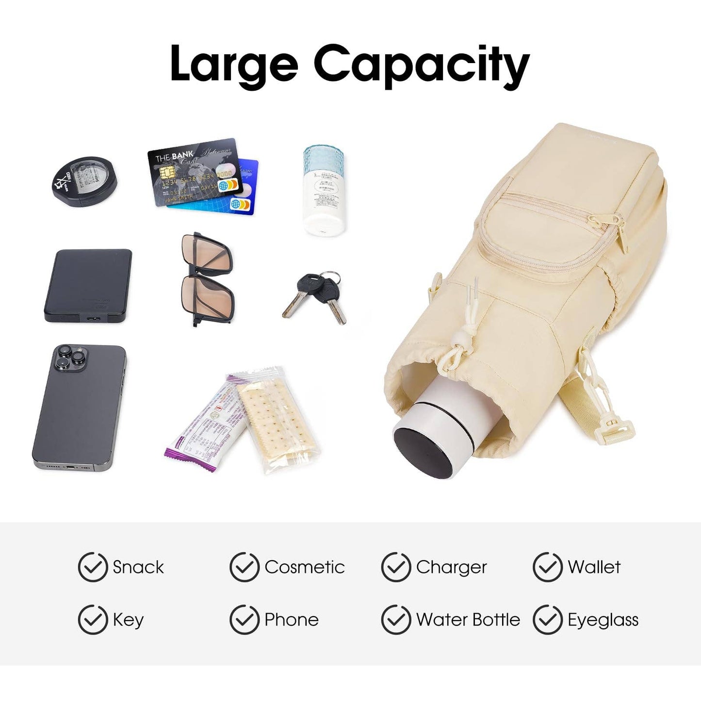 Insulated Water Bottle Holder with Strap and Phone Pocket