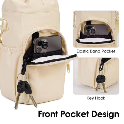 Insulated Water Bottle Holder with Strap and Phone Pocket