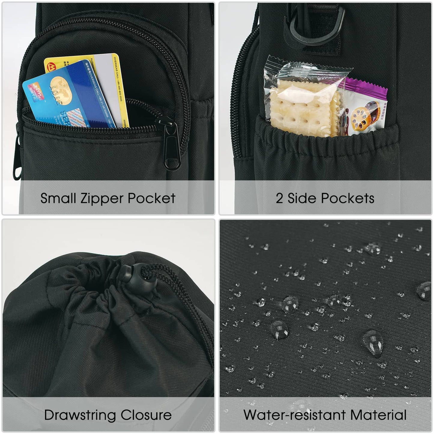 Insulated Water Bottle Holder with Strap and Phone Pocket
